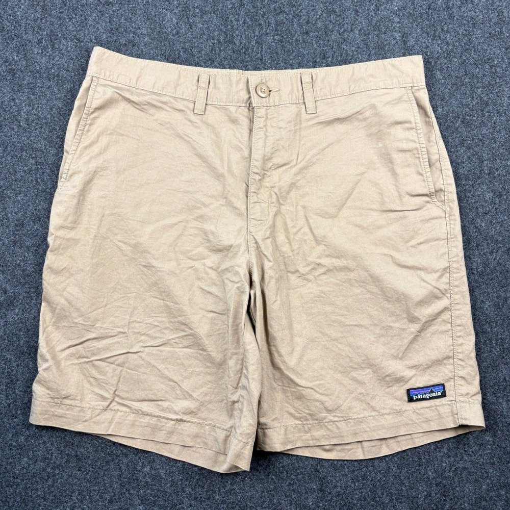 Patagonia Mens Organic Cotton Hemp Blend Khaki Shorts Size 34 Tan Fits 33